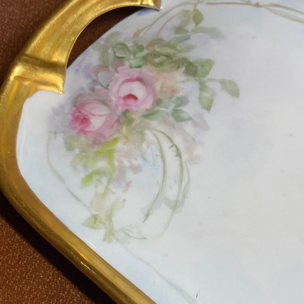 Antique Noritake nippon Gold and White Floral Vanity or food Tray 1900s
